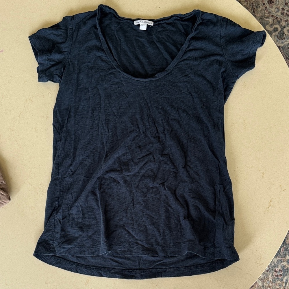 James Perse navy blue Scoop Neck Short Sleeve Tee